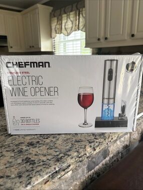 Chefman Stainless Steel Electric Wine Opener - Silver